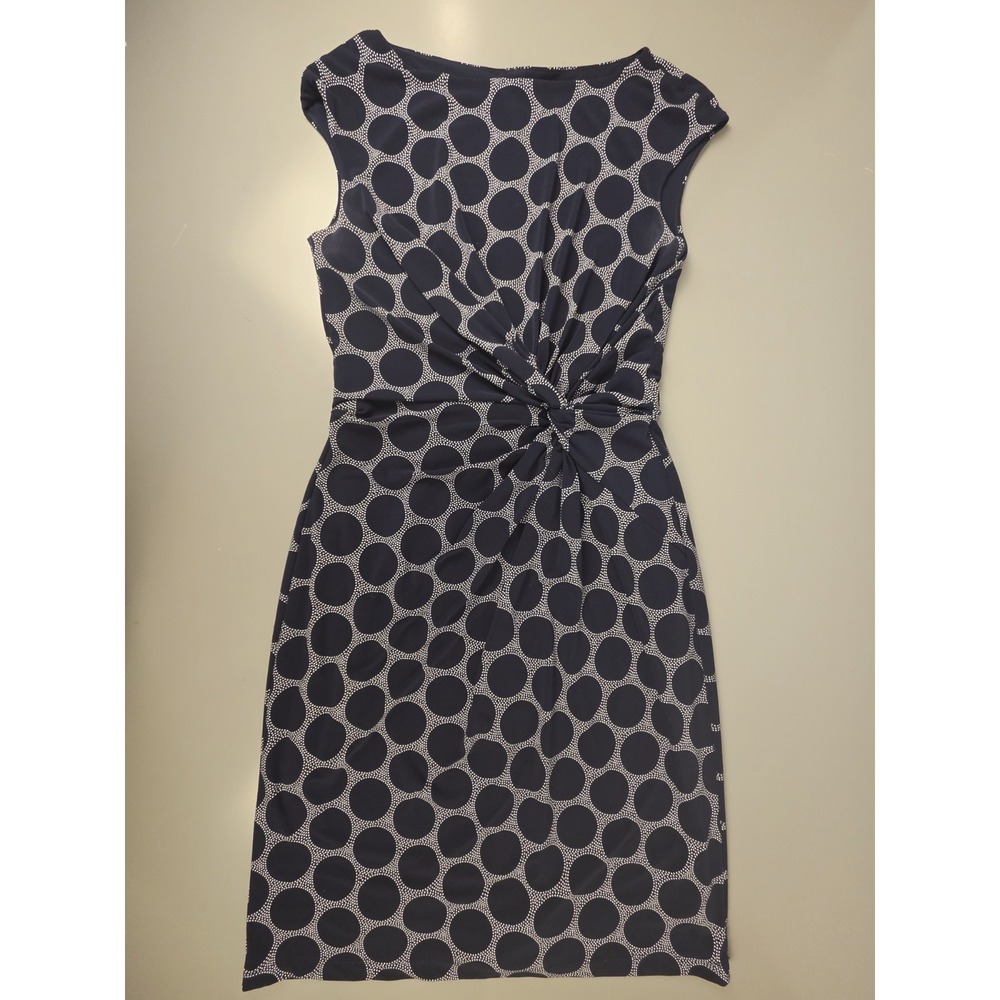 Lauren Ralph Lauren Navy Blue & White Print‎ Dress Sz 12 Lined
